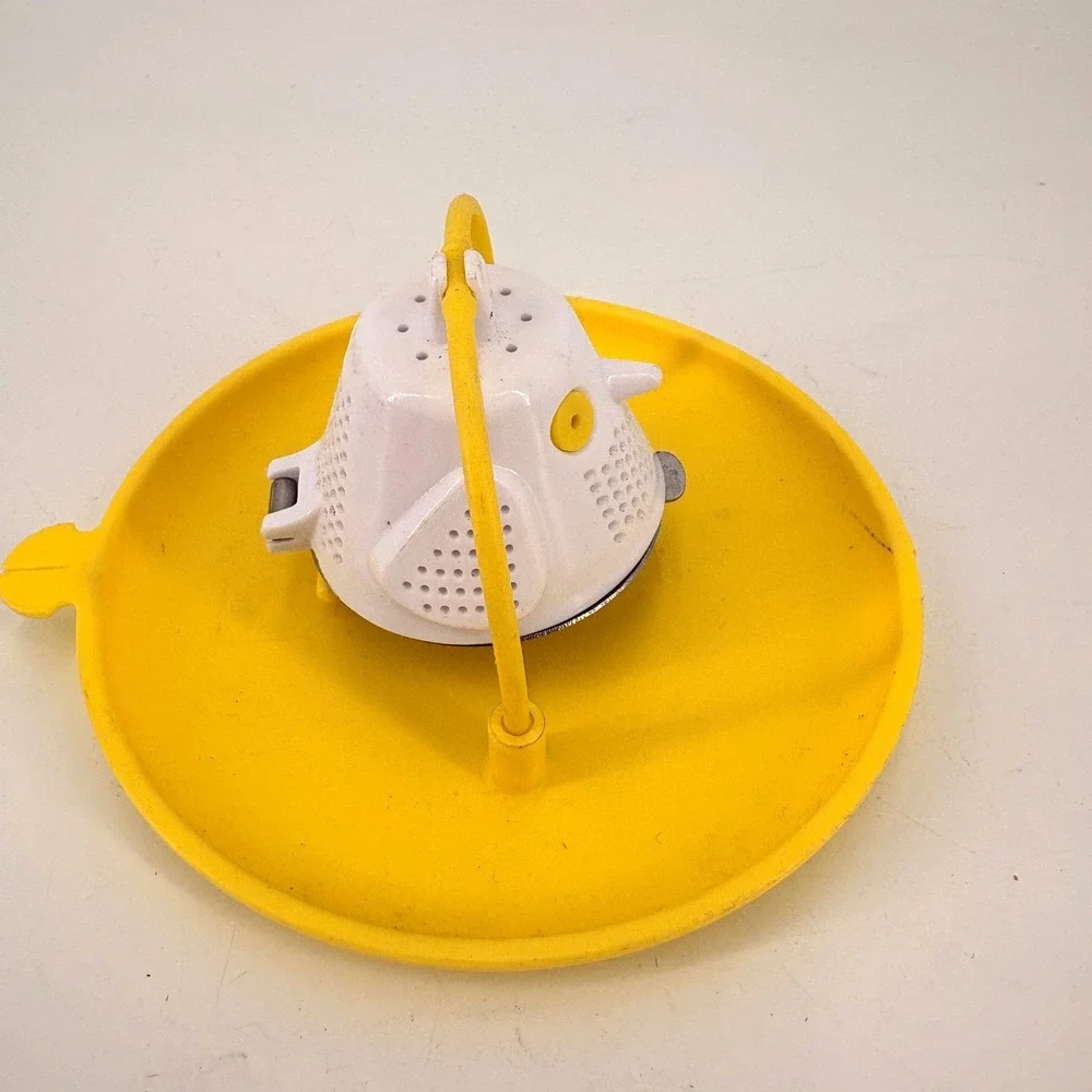 Pampered Chef Owl Bird Tea Infuser‎ Strainer Yellow Drip Tray Kitchen Gadget